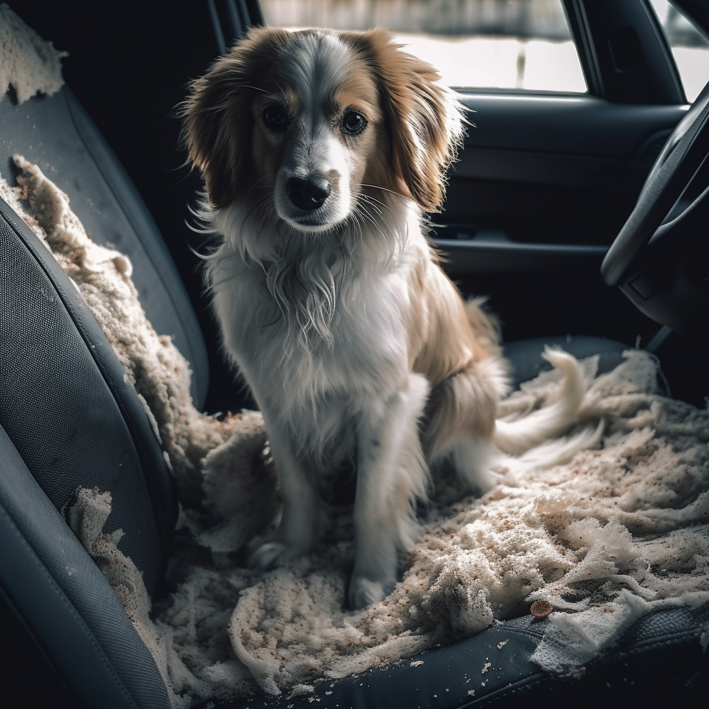 dog destroys car seat