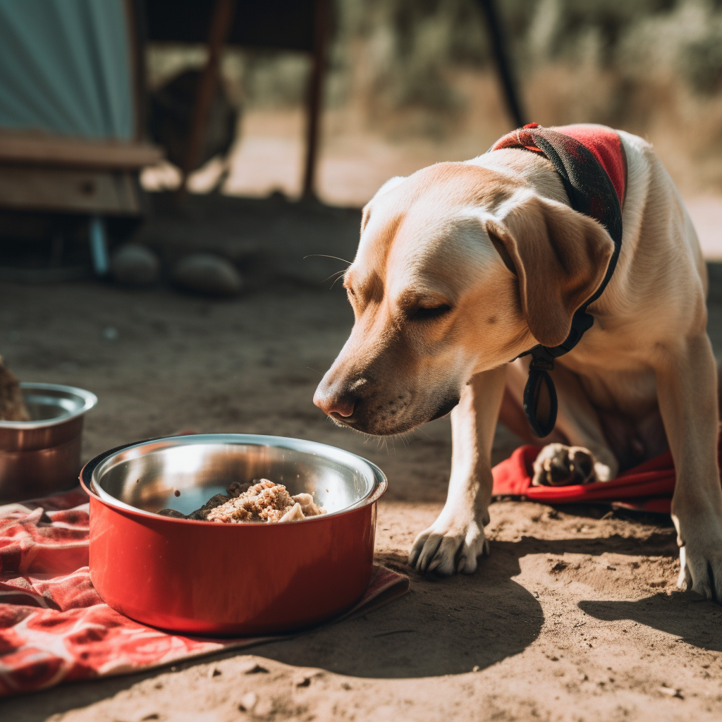 dog eating food